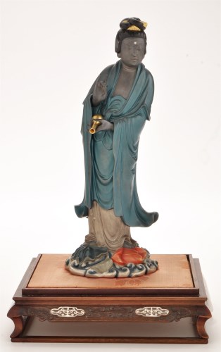 Lot 64 - Fine Chinese lacquer figure of Guanyin, marked...