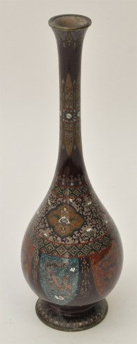 Lot 80 - Japanese cloisonne enamel bottle shape vase...