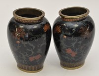 Lot 81 - Pair of Japanese cloisonne enamel vases, of...