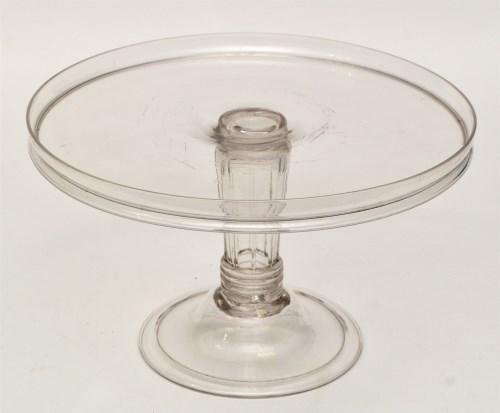 Lot 92 - Glass tazza, with Silesian stem and folded...