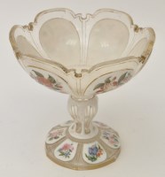 Lot 100 - Bohemian white overlay glass comport, bowl and...