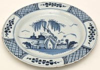 Lot 128 - Delftware blue and white 'chinoiserie' dish,...
