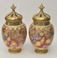 Lot 153 - Pair Royal Worcester vases, liners and covers,...