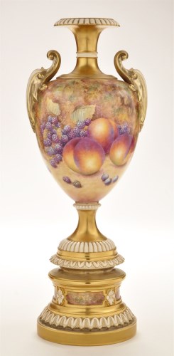 Lot 154 - Large Royal Worcester urn shape vase, signed ''...