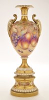 Lot 154 - Large Royal Worcester urn shape vase, signed ''...