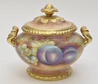 Lot 157 - Royal Worcester jar and cover, signed ''Leaman'...