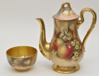 Lot 158 - Royal Worcester coffee pot and cover, signed ''...