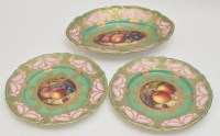 Lot 172 - Three Royal Worcester green ground dishes,...