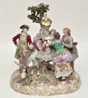 Lot 185 - Large German porcelain figure group, of lady...