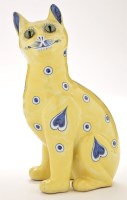 Lot 191 - Emile Galle Faience cat, seated with its head...