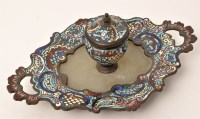 Lot 229 - A 19th Century cloisonne enamel and green...