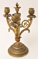 Lot 233 - A late 19th Century gilt metal candelabra, the...