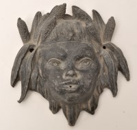Lot 242 - A cast lead fountain mask of a water imp, 23 x...
