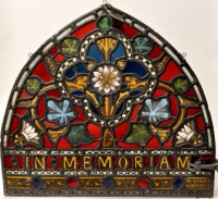 Lot 251 - A 19th Century stained glass arched panel, by...