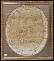 Lot 252 - A late 18th Century silk work map of England...