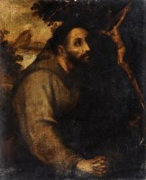 Lot 366 - Italian School St. Francis of Assissi praying...