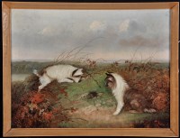 Lot 402 - J*** Langlois (1855-1904) Two terriers at a...