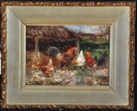 Lot 408 - John Falconar Slater (1857-1937) Poultry in a...