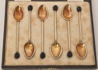 Lot 420 - A set of six George VI silver coffee spoons,...