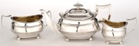 Lot 442 - A George IV three-piece silver tea service, by...