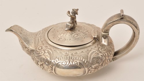 Lot 443 - A George IV silver bachelors teapot, by...