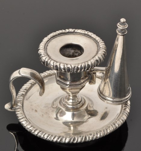 Lot 448 - A George IV silver chamber stick, by Charles...