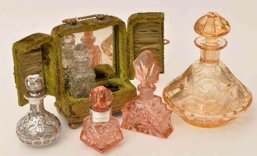 Lot 477 - An early 20th Century amber cut glass scent...