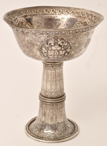 Lot 483 - A Tibetan silver offering cup, 19th Century,...