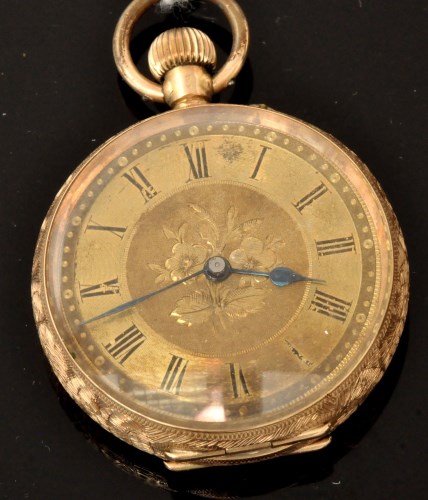 Lot 508 - A Victorian 14k fob watch, with circular roman...