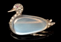 Lot 556 - A Victorian moonstone, diamond and ruby duck...