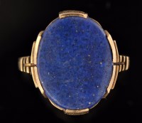 Lot 567 - A late 19th Century lapis lazuli signet ring,...