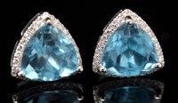 Lot 591 - A pair of topaz and diamond cluster stud...