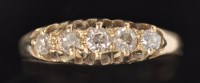 Lot 603 - A five stone diamond ring, the graduated old...