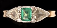 Lot 624 - An emerald and diamond ring, the rectangular...
