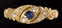 Lot 629 - A sapphire and diamond ring, c.1898, the...
