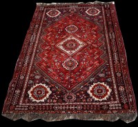 Lot 650 - A Qashqai carpet, the three central medallions...