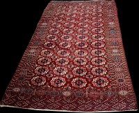 Lot 651 - A Tekke Turkoman carpet, decorated with four...