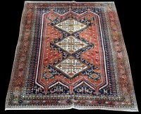 Lot 690 - An Afshar rug, the three diamond-shaped...