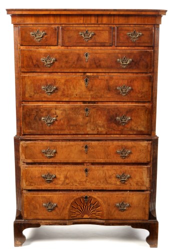 Lot 752 - An early 18th Century walnut chest-on-chest,...