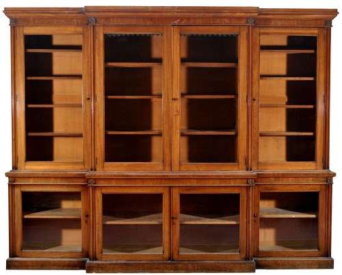 Lot 753 - A George IV mahogany breakfront bookcase, the...