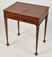 Lot 758 - A George III mahogany and boxwood banded side...