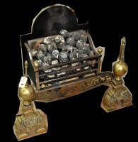 Lot 782 - A George III style steel and brass fire basket,...