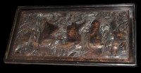 Lot 783 - A carved Chinese hardwood deep relief panel,...