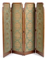 Lot 808 - An Edwardian carved mahogany four-fold screen,...