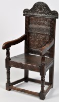 Lot 815 - An 18th Century carved oak Wainscot open...