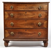 Lot 827 - A William IV mahogany bowfront chest of four...