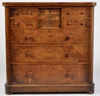 Lot 831 - A 19th Century walnut chest of drawers, fitted...