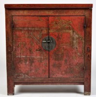 Lot 832 - A 19th Century Chinese red and black painted...