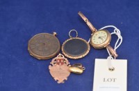 Lot 17 - A 9ct. yellow gold wristwatch; a 9ct. yellow...