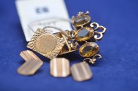 Lot 93 - A pair of 9ct. yellow gold cufflinks, 9.7grms;...